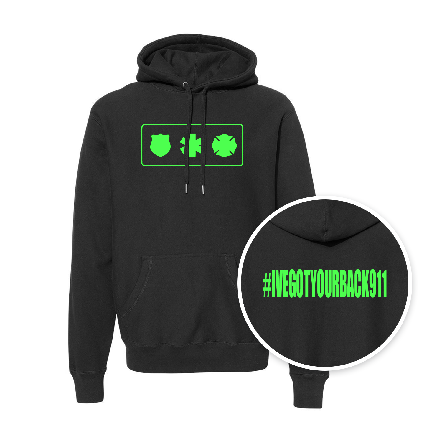 black - high vis green