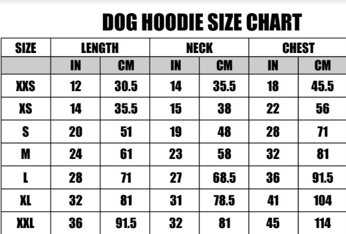 Dog Hoodies - please see reference photos